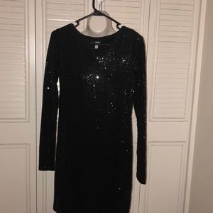Black sequin cocktail dress